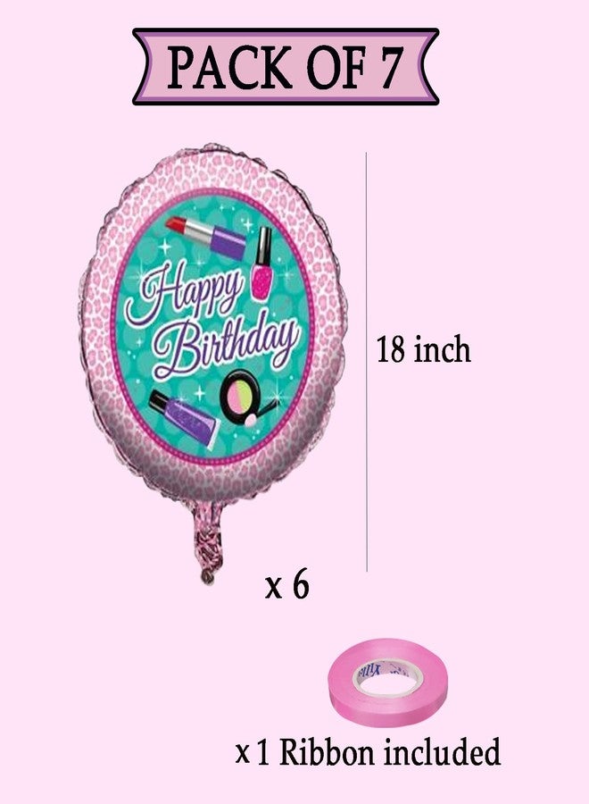 AMFIN® (Pack of 7) Happy Birthday foil Balloon/Makeup Balloons/Makeup Decoration/Girls Decoration Foil Makeup/Birthday Decoration Items Party Supplies - Image 2